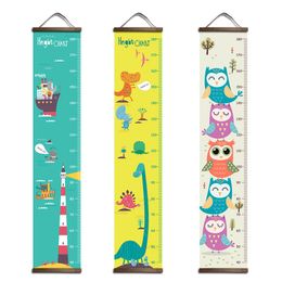 painting wood frames UK - Whole Children Height Growth Chart Room Wall Art Wood Frame Hanging Canvas Painting Ruler Height Wall Pictures for Bedroom157h