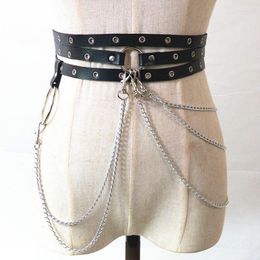 Belts Sexy Pub Female Leather Skirt Punk Gothic Rock Harness Waist Metal Chain Body Bondage Hollow Belt Accessories For LadyBelts Forb22