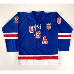 Nikivip Custom 1960 Chris Kreider #20 Team USA Hockey Jersey Miracle On Ice Stitched Blue Size S-4XL Any Name And Number Top Quality Jerseys