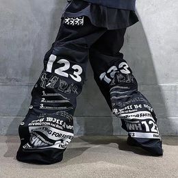 Two Sides Pants Men Women Printed Hip Hop High Quality Unisex Pant Vintage Streetwear Trousers 23SS