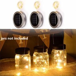 Strings Solar Mason Jar Lights Waterproof Garden Hanging Light 20 LEDs Indoor Outdoor Lighting For Courtyard Wedding Party Xmas 3Pcs/lotLED