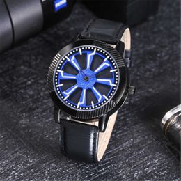 Quartz Watch Unique Hollow Round Dial Retro Leather Strap for Men 2022 Fashion Casual Sport Wristwatch Relogio Hombre