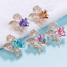 Pins Brooches Vintage Multicolor Rhinestone Flower For Women Scarf Fashion Jewelry Wedding Bouquet Brooch Bijouterie Broches Gift Kirk22
