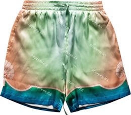 Casablanca 22ss Sicilian gradual change silk shorts men and women fashion summer beach sets Hawaiian casual shorts shirts tees