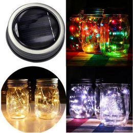 Strings Solar Powered 1M 10LEDs Black Cover Mason Jar Lid Insert Light Fairy String Wire Lamp Garden DecorLED LED