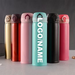 Name Customise Vacuum Flask Stainless Steel Classic Style Insulated Water Bottle Girls Thermos Mug Tea Mugs 220706