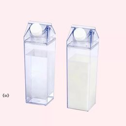 17oz Milk Carton Water Bottle Milk storage box Transparent Square High Capacity Cup Plastic Coffee Drink Mug Originality by sea RRB15294