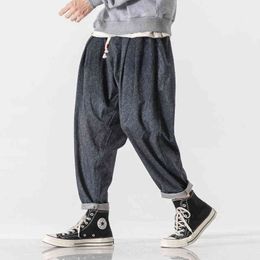 Mens Wide Pipe Pants Men Cotton Casual Vintage Pantalon Homme Male Chinese Streetwear Harem J220629