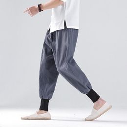 Men's Pants Chinese Style Traditional Harem Men Casual Loose Trousers Jogger Male Cotton Linen Oversized SweatpantsMen's