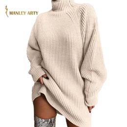 Autumn Winter High Collar Women Sweaters Long Sleeve Knit Sweater Knitted Jumpers Sweater Pullover Women Oversized Sweater 210203