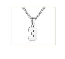 Titanium Sport Accessories Number Necklace for Boy Silver Athletes Chain Stainless Steel Charm Pendant Personalised Sports Jewellery Basketball Baseball Football