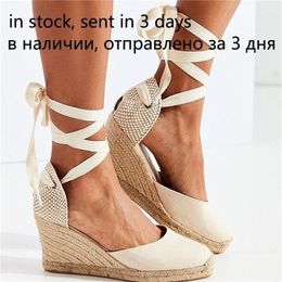 Women's Espadrille Ankle Strap Sandals Comfortable Slippers Ladies Womens Casual Shoes Breathable Flax Hemp Canvas Pumps S20326