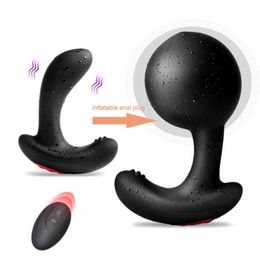 Nxy Anal Toys Inflatable Vibrating Plug Silicone Prostate Massage for Men Vibration Buttplug Adult Sex 220506
