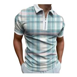 Hot Sell Print Golf Polos T-shirt For Mens Slim Fit Zipper Lapel Designer Polyester Cotton Business Casual Polos T Shirts PLS3