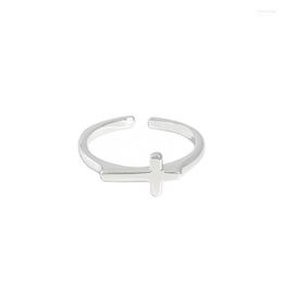 Sterling Silvers Rings Ins Minimalist Versatile Cross Smooth Opening Fine Ring Female Silver Toby22