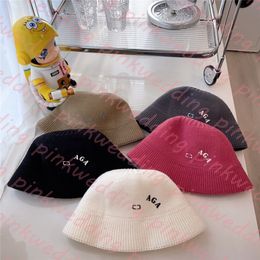 Autumn Wool Fisherman Hat Thick Knitted Bucket Hats Outdoor Warm Wave Beanies Letter Printed Casual Bucket Cap