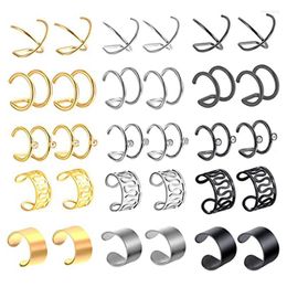 Stud 15 Pairs Of Stainless Steel Earmuffs For Men And Women Without Perforation Spiral Ear Clip Fake Cartilage Earrings Moni22