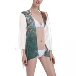 Mayo Split Tip Halat Boyun Üst Sütyen Göğüs Yastığı, Düşük Bel Kılavuzu Mayo Desen Beach Tunik Kimono Tatil Çübü Bikinis Güneş Koruyucu Gömlek