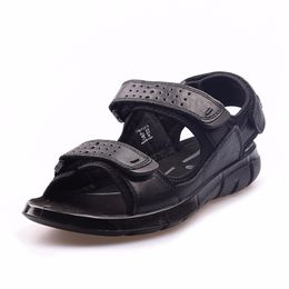Sandals Men Genuine Leather Beach Summer Flip Flops Slipper Male Flat Casual Comfort Breathable Non-slip Outdoor Sandals