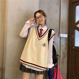 Clothing Sets Preppy Pullover JK Sweater Loose Casual Long Sleeves 2022 Japanese Student Long-sleeved Knit V-neck School UniformClothing