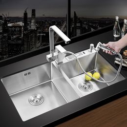 304 Stainless Steel Restaurant Kitchen Sink Home Improvement Manual Double Tank Kitchen Fixture Undermount Basin Set