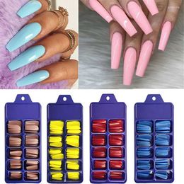 False Nails 100Pcs/Box Candy Colour Full Cover Nail Tips Matte Coffin Ballerina Fake DIY Beauty Manicure Extension Prud22