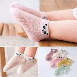 5Pairs/Set Cartoon Panda Baby Socks For Newborn Cute Summer Mesh Breathable Boy Girls Socks Soft Toddler Kids Thin Sock