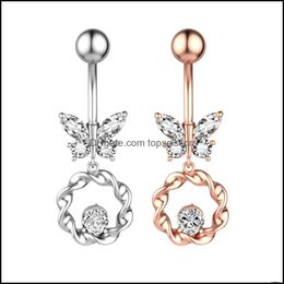 Body Arts 14G Dangle Butterfly Zircon Belly Button Ring Cz Navel Piercing Jewelry For Women Girls Drop Delivery 2021 Topscissors Dhd6W