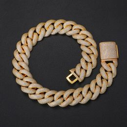 Factory Supply New Fashion 25mm 18-24inch Heavy Mens 18K Yellow Gold Filled CZ Long Necklace Chain Bracelet Jewelry