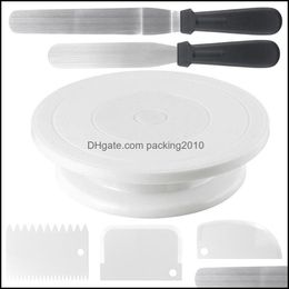 Baking Pastry Tools Bakeware Kitchen Dining Bar Home Garden Plastic Cake Turntable Rotating Dough Knife Decorating Cream Cakes Dheis