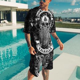 Men's Tracksuits Skull 3D Printed Men Sets Short Outfits Summer Tshirt Shorts 2 Pieces Set Tracksuit Men's Oversized Clothes Vintage Str