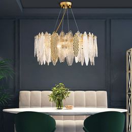 Postmodern light luxury crystal chandelier new glass living room lamp dining room bedroom high-end designer lamps