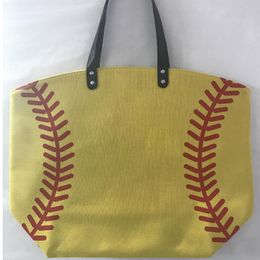 Jewelry Pouches Bags Wholesale Yellow Softball White Baseball Packaging Blanks Kids Cotton Canvas Sports Tote BagJewelry