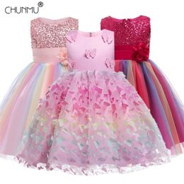 Summer Dress for Children Flower Girls Party Wedding Elegent Princess Vestidos 2 4 6 8 10 12 Years 220426