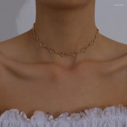 Chains Gothic Sweet Love Heart Small Choker Necklace Statement Girlfriend Women Gift Korean Cute Silver Color Chain Couple JewelryChains Hea