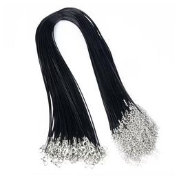 100 Pcs/Lot 1.5MM 2MM Black Wax Leather Snake Necklace Cord String Rope Wire Chain For DIY Jewellery Making 45-80cm