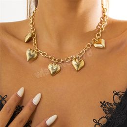 Chunky Thick Chain Necklace for Women Fashion Statement Men Vintage Tassel Heart Pendants Neck Jewelry