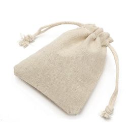 small drawstring bags Canada - Gift Wrap 50Pc Set Small Linen Jute Drawstring Bags Pouch Candy Favor Holder Jewelry Gifts Bag Christmas Party Wedding Favours Sack