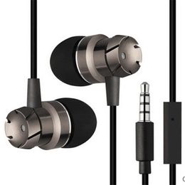 worm gears UK - Metal worm gear bass in-ear earphones with mic super bass headset for mobile phone PC laptops PAD303T