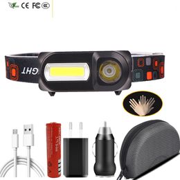 New Sensor Led Headlamp Fishing Headlights Head Flashlight Outdoor 18650 Battery Bulbs Q5 Lithium Ion Camping Cycling Portable