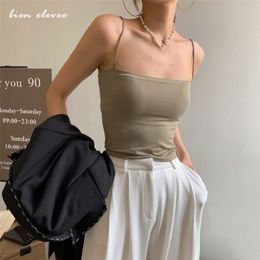 Summer Sexy Bras for Women Sling Tank Top Seamless Chest Pad Wearing Female Tube Bralette Thin Strap Beautiful Back Camisole 220514