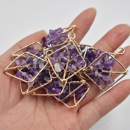 Natural Amethyst Tree of Life Charms Handmade Wire Wrapped Pendants for Jewellery Necklace Marking