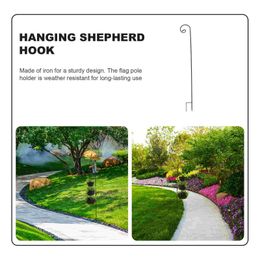 Hooks & Rails 2Pcs Anti-rust Garden Ground Rod Lawn Iron Pole Holder Streetlamp Hook BlackHooks