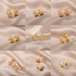 Hoop & Huggie Classic Zircon Earrings For Women Gold Colour Stainless Steel Koeran 2022 Trend Wedding Jewerly Pendientes MujerHoop