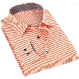 Men's Dress Shirts Cotton For Men Long Sleeve Striped Shirt Male Business Casual Orange Red Gray Blue Regular FitMen's Men'sMen's Vere22