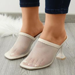 38 Sandals Ladies Size Women Fashion Summer Solid Color Hollow Breathable Mesh High Heel Sports Womensandals 98585 sandals