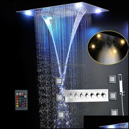 Most Complete Shower Set 6 Functions Luxurious Bath System Large Waterfall Dual Rain Misty Concealed Ceiling Showerhead Mas Drop Delivery 20