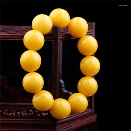 Beaded Strands Chicken Oil Yellow Beeswax Round Bead Bracelet Single Circle Amber Men Old Retro Buddha Gift Inte22