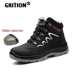 Unisex Work Shoes Steel Toe Hiking Shoes Waterproof Leather Mesh Breathable Solid Outsole Anti Puncture Non Slip 36-47