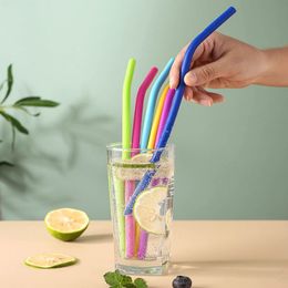 Other Drinkware Reusable Silicone Coffee Juice Milk Tea Curved Soft Straw Non-disposable Multicolor Drinks Straws Healthy Eco Friendly Drinking Tools ZL0994